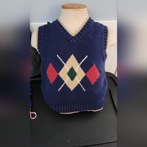 Kids Argyle Sweater Vest - Navy, Red, and Beige